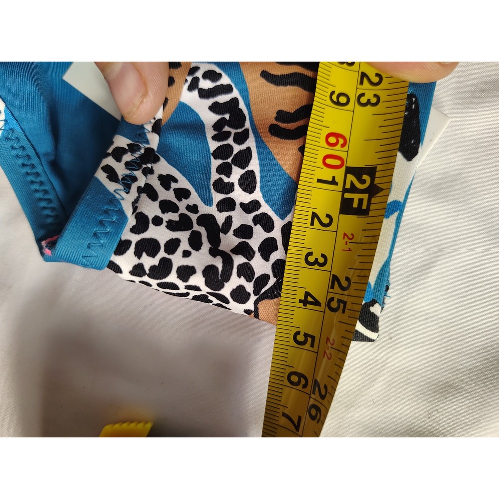 Red Carter Womens Jungle Safari Animal Print Cutout One Piece Swimsuit Blue S - Picture 6 of 7